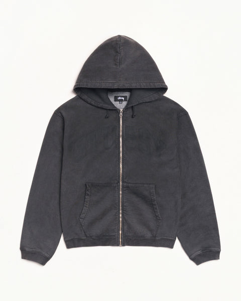 Faded Graphic Zip Hood Mens Long Sleeve In Washed Black