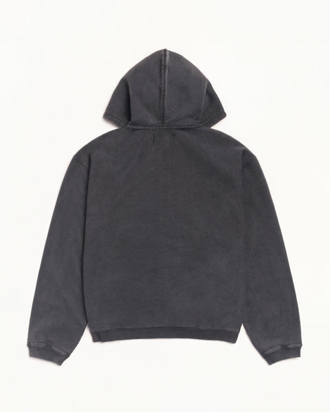 Faded Graphic Zip Hood Mens Long Sleeve In Washed Black