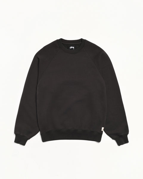 Fleece Raglan Crew Mens Long Sleeve In Washed Black
