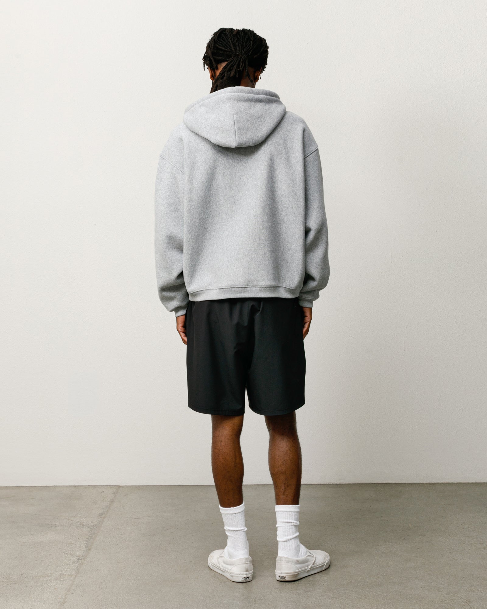Varsity Zip Hood Unisex Long Sleeve In Grey Heather