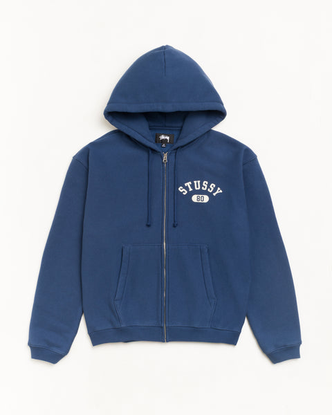 Varsity Zip Hood Unisex Long Sleeve In Navy
