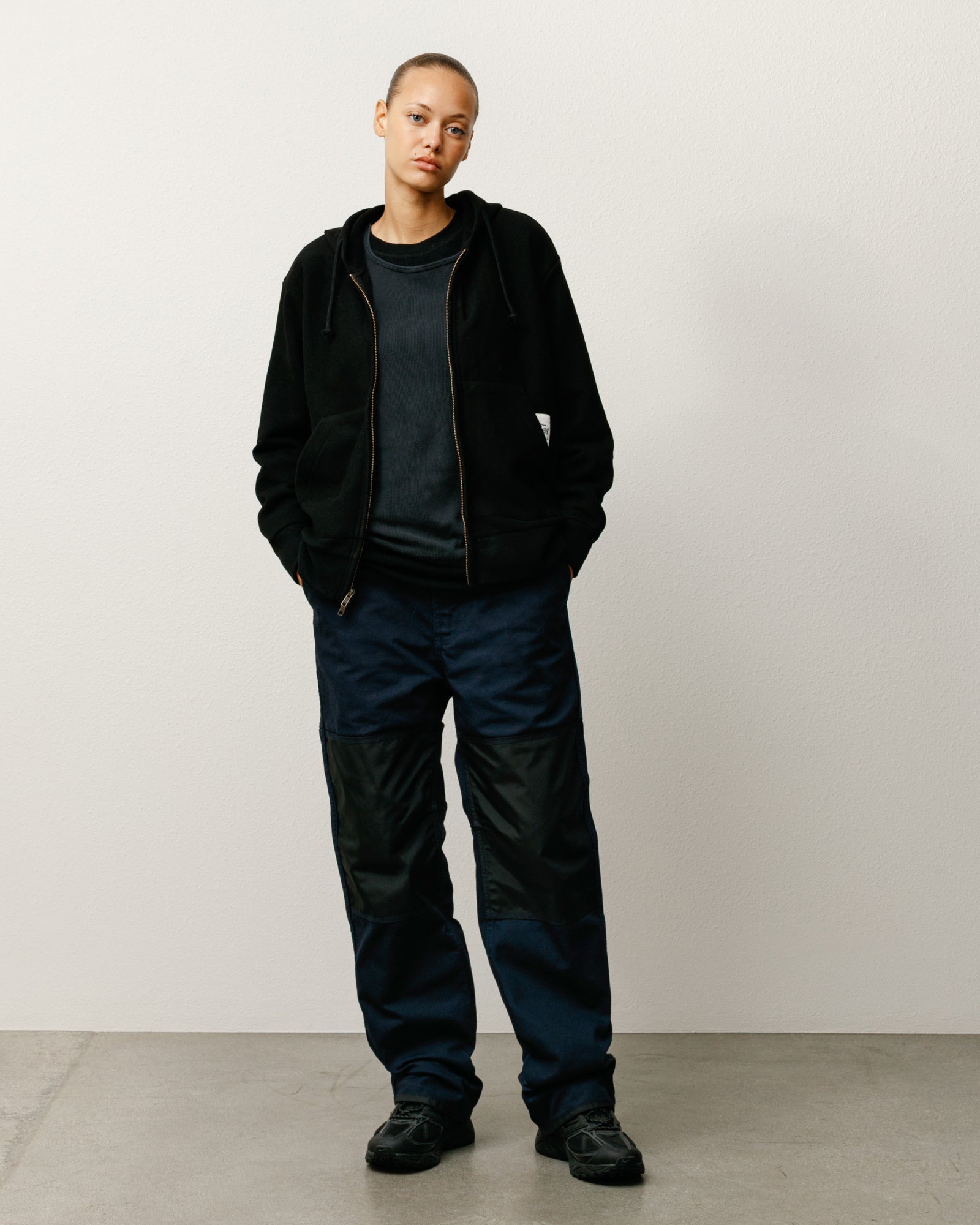 Brass Zip Knit Hood Mens Long Sleeve In Black