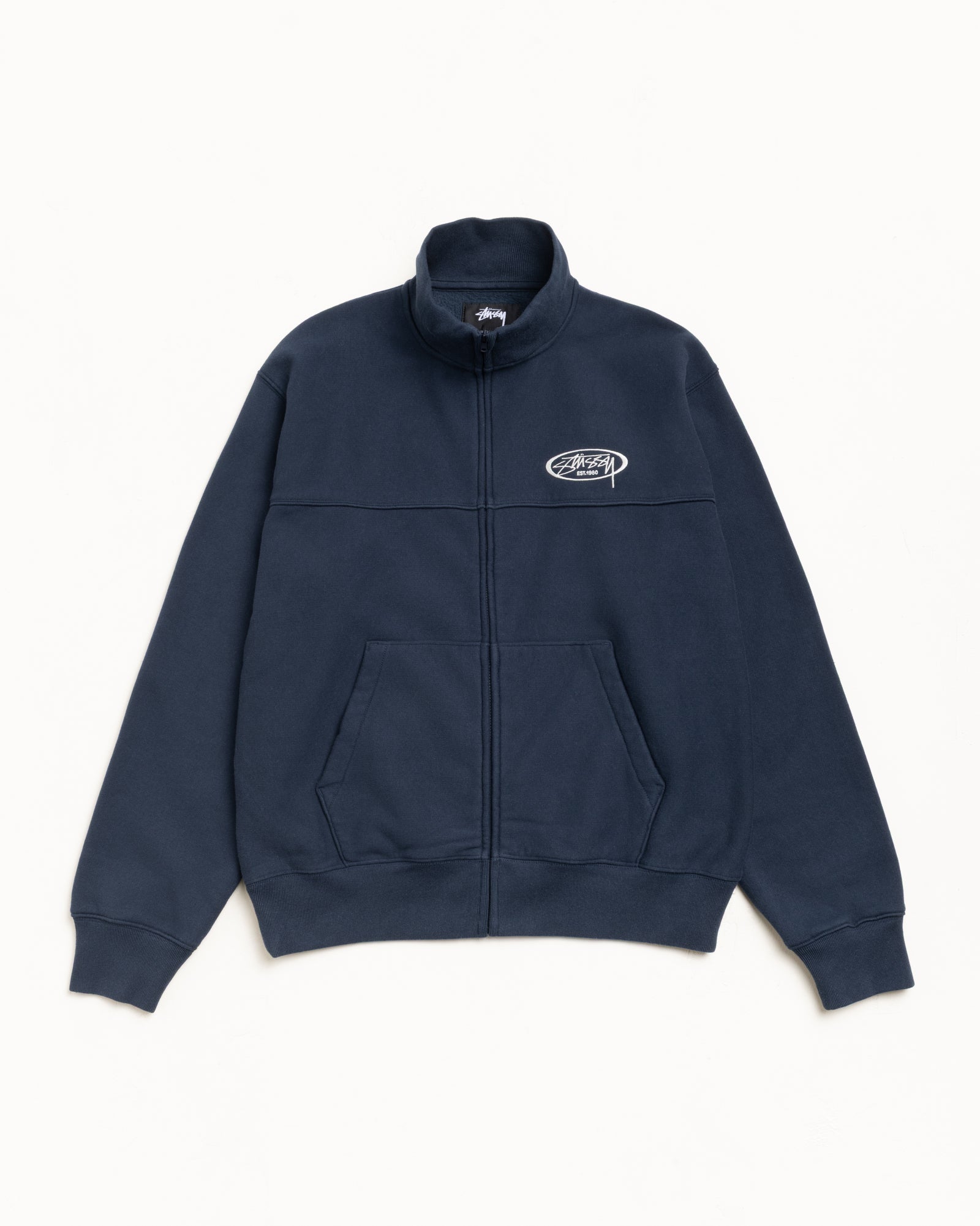 Fleece Track Jacket Mens Long Sleeve In Navy