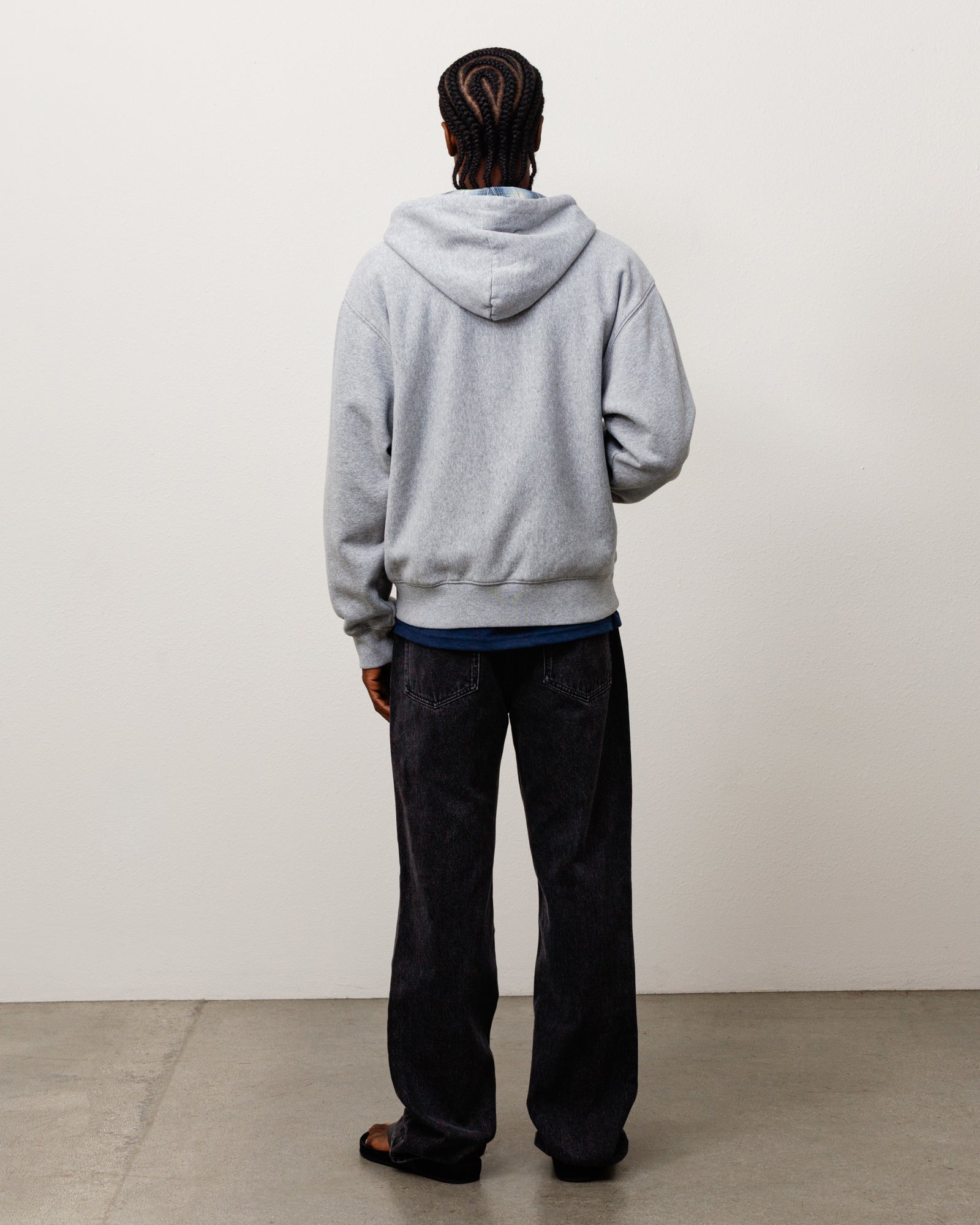 Plaid Lined Zip Hoodie - Grey Heather | Zip-up Fleece | Stüssy Korea