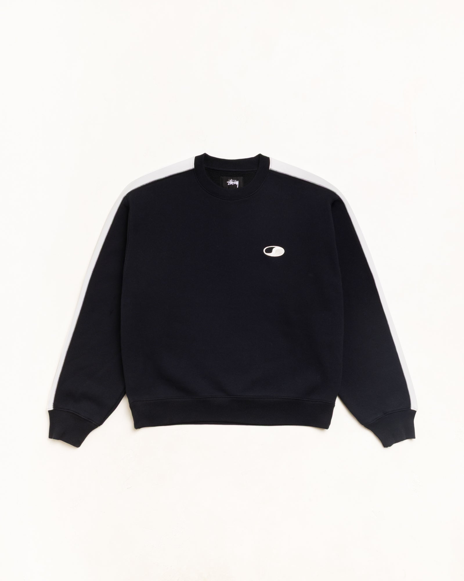 Paneled Stripe Crew Unisex Long Sleeve In Black