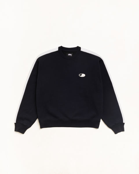 Paneled Stripe Crew Unisex Long Sleeve In Black