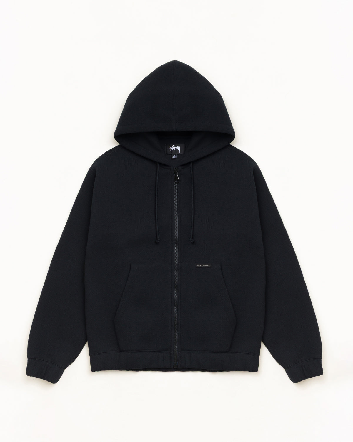 Bonded Jersey Zip Hood Unisex Long Sleeve In Black
