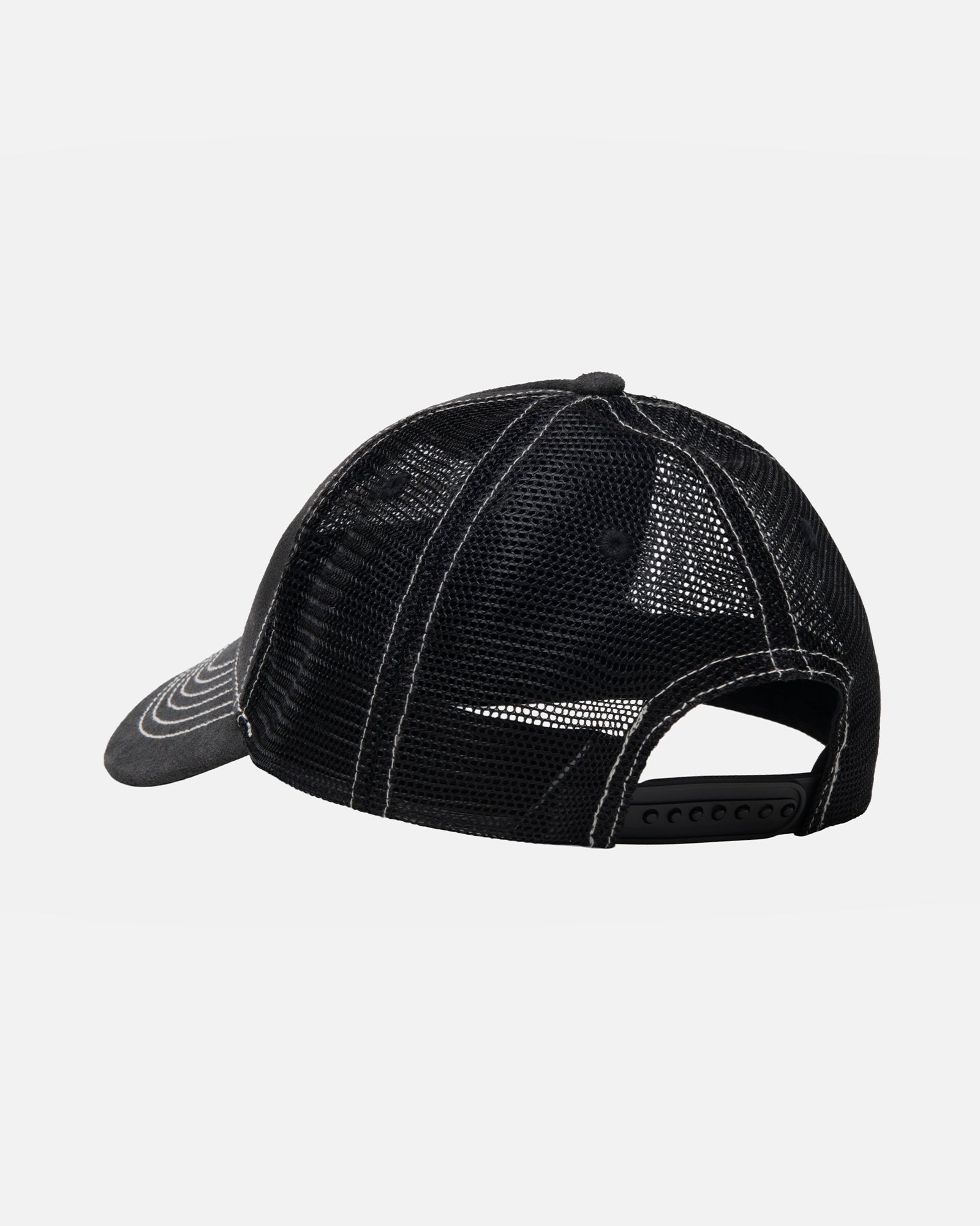 Stüssy Low Pro Trucker Cut-Out Leather Snapback Black Headwear