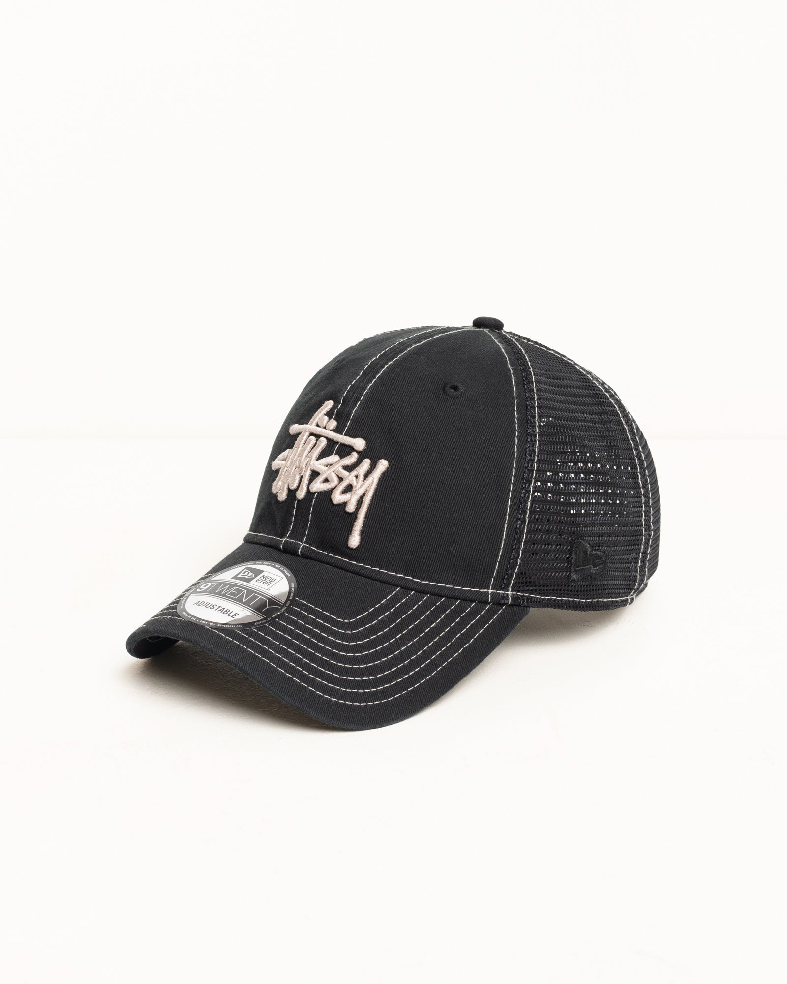 New Era 9TWENTY Washed Basic Trucker – Black | Headwear | Stüssy Korea