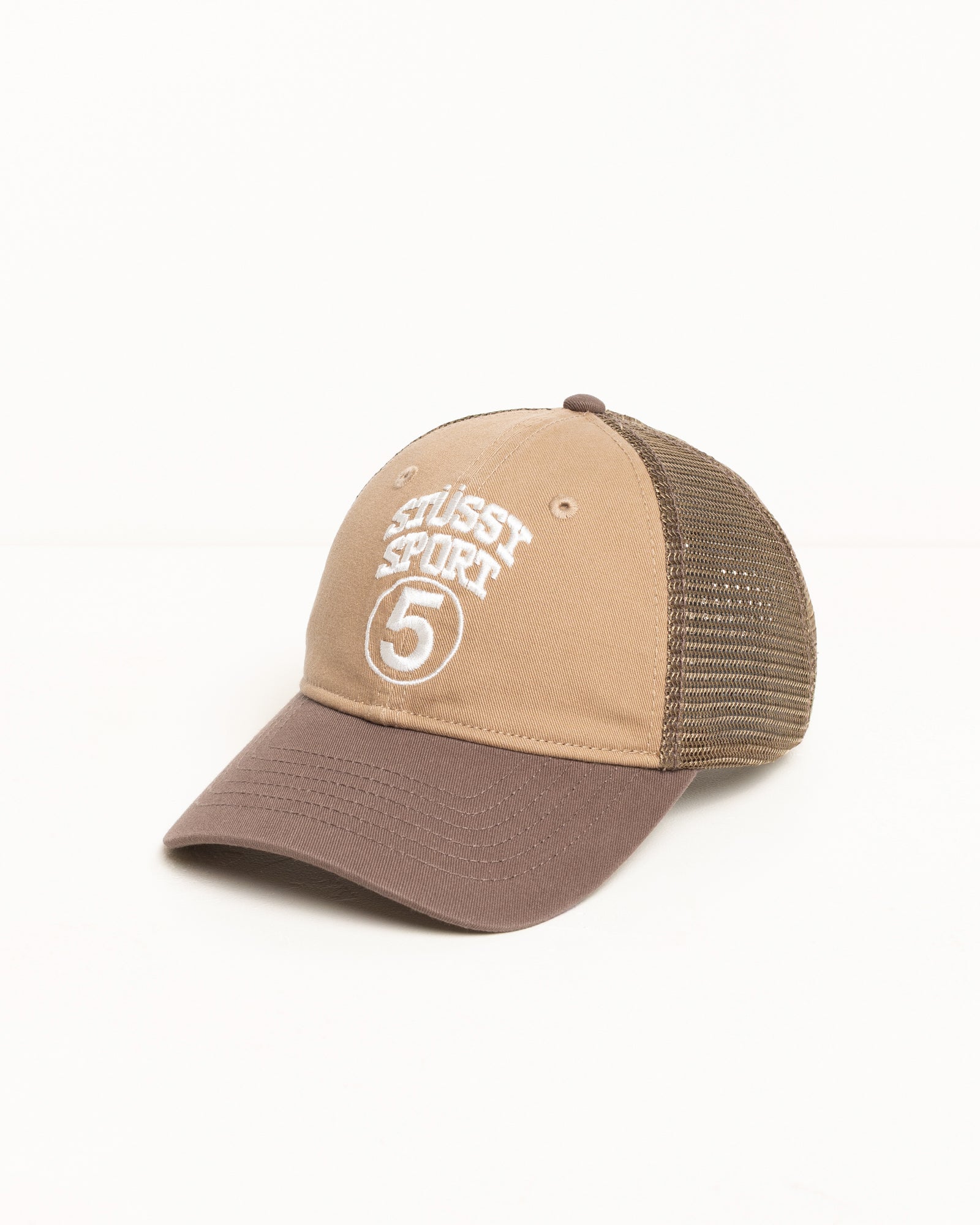 Lp Stussy Sport 5 Trucker Cap Accessories In Khaki