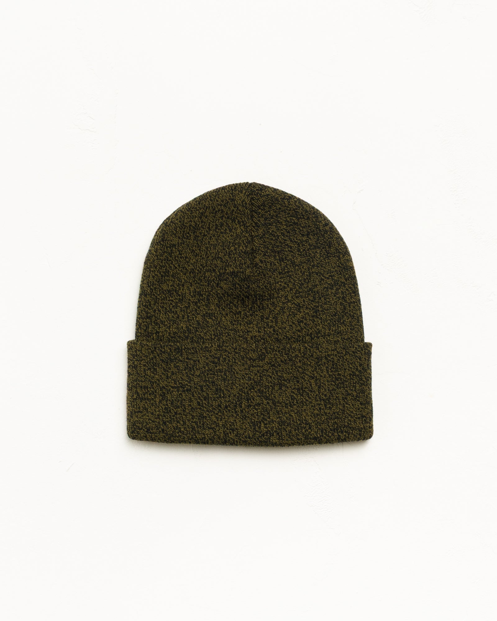 Marled Olive 컬러의 Cuff Beanie Stock 비니, Stüssy 스톡 로고 자수