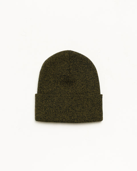 Marled Olive 컬러의 Cuff Beanie Stock 비니, Stüssy 스톡 로고 자수