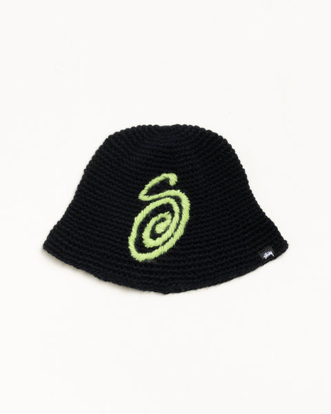 Swirly S Knit Bucket Hat Accessories - In Black
