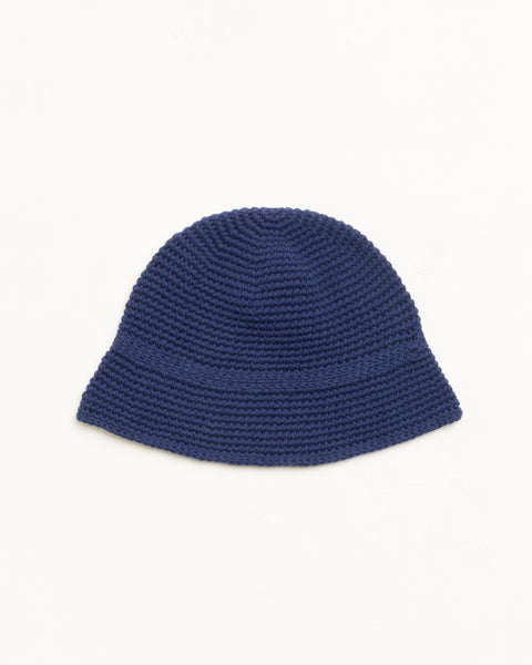 Basic Linen Knit Bucket Unisex In Navy