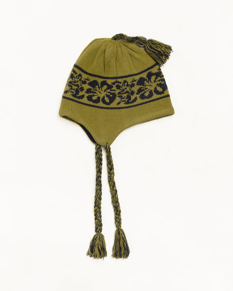 Hawaiian Earflap Beanie Unisex In Golden Olive