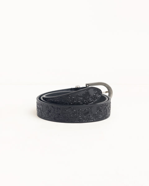 Leather Hawaiian Belt Unisex In Black