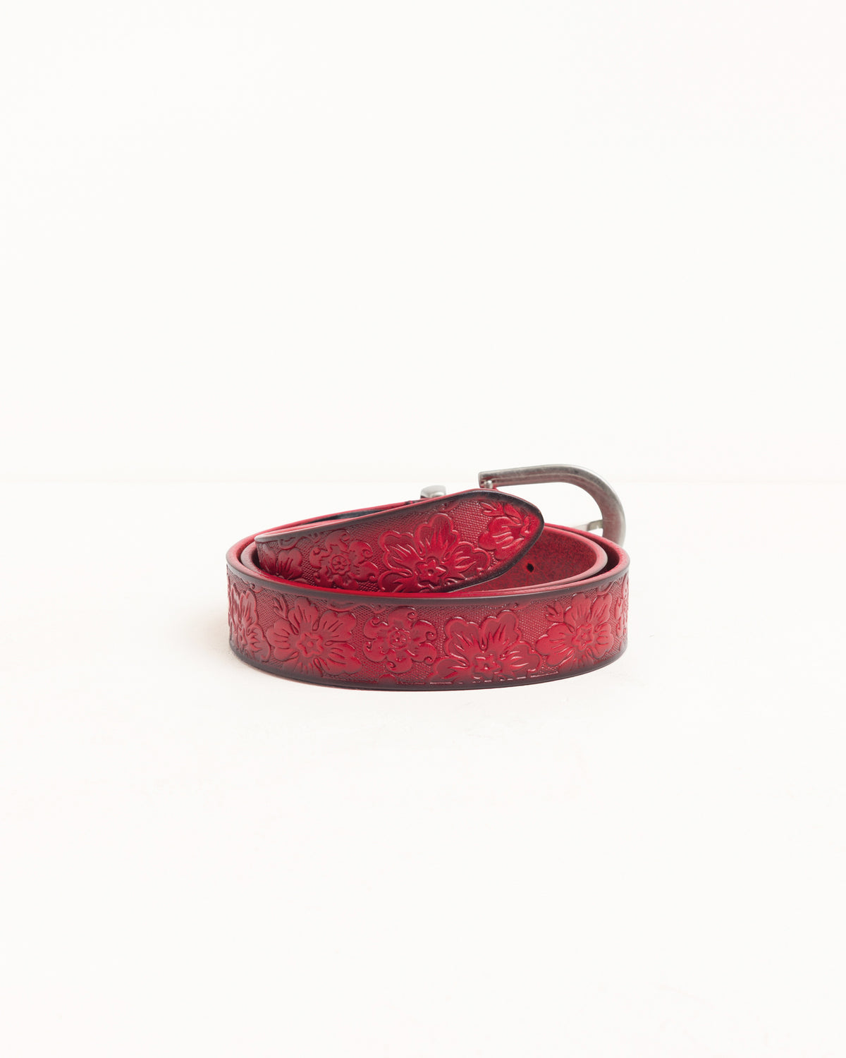 Leather Hawaiian Belt Unisex In Red