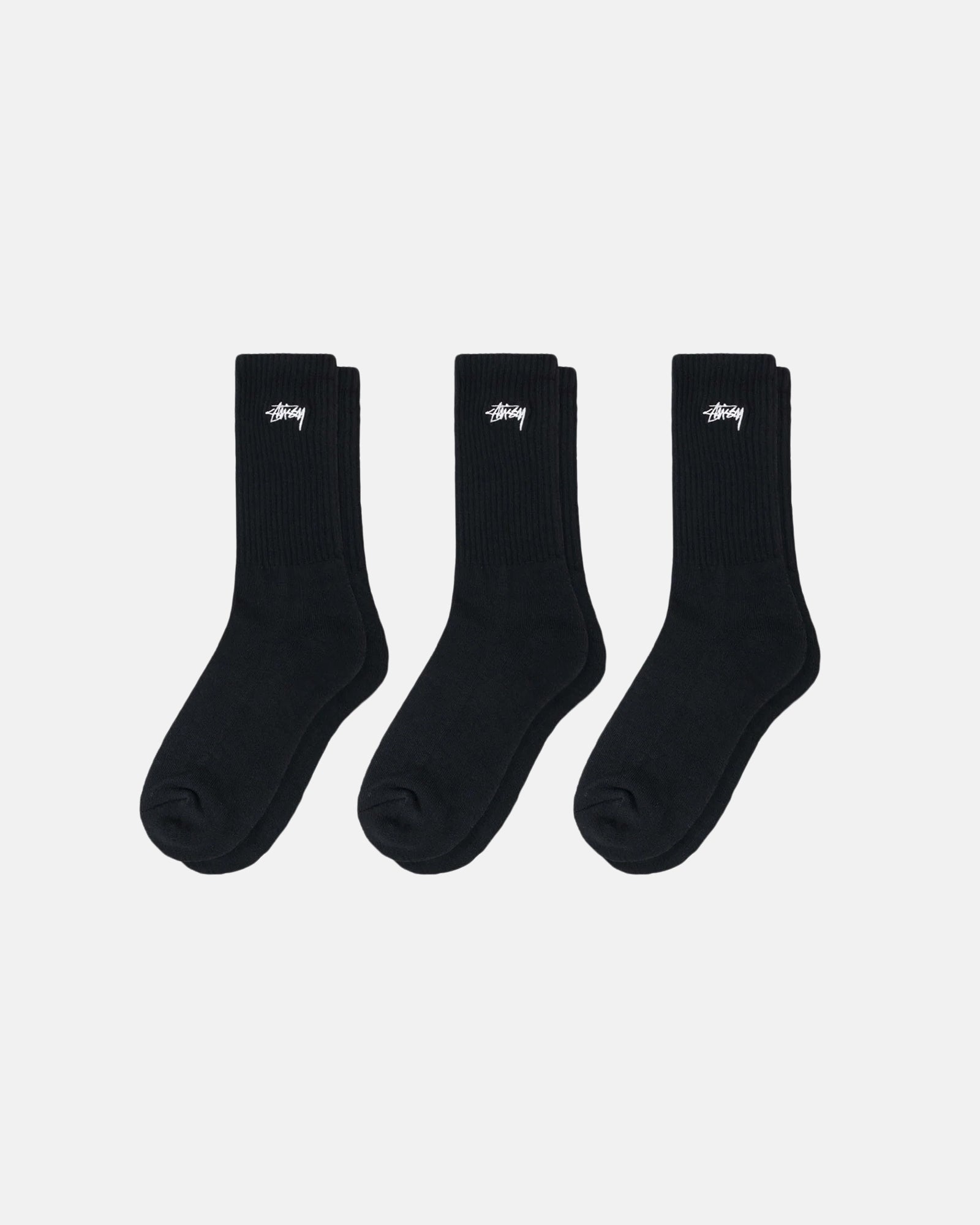 Stüssy Stock Crew Socks 3 Pack Black Accessories