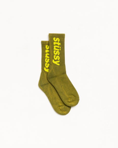 Washed Helvetica Crew Sock Accessories In Green