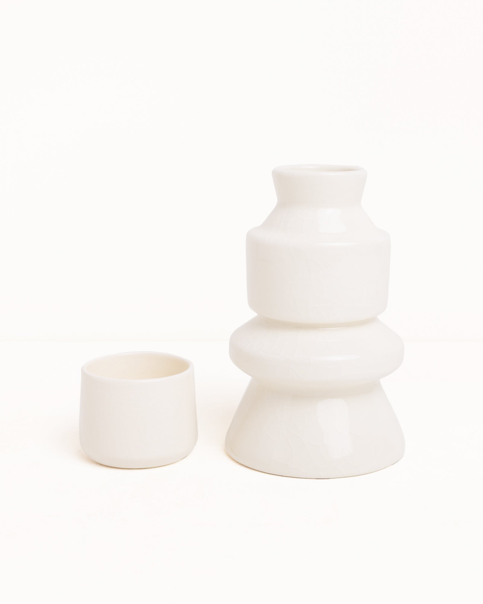 Ceramic Carafe Accessories In Lily Crackle