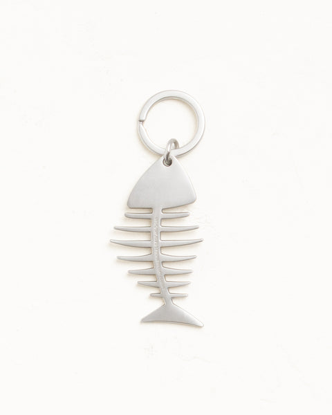 Fishbone Keychain Unisex In Silver