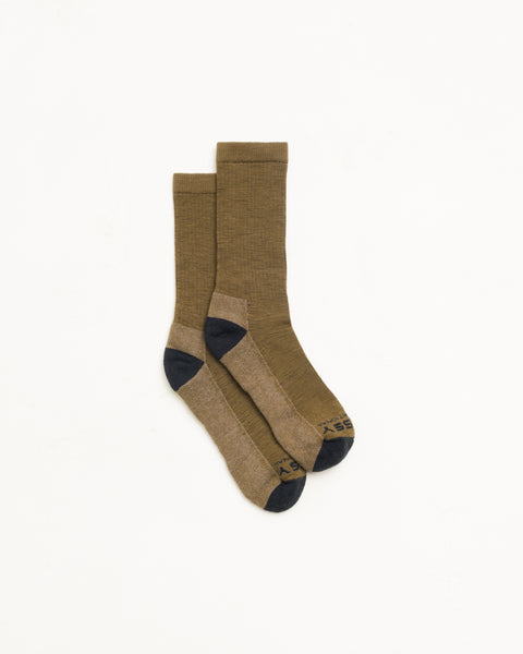 Light Merino Crew Sock Unisex In Marled Brown