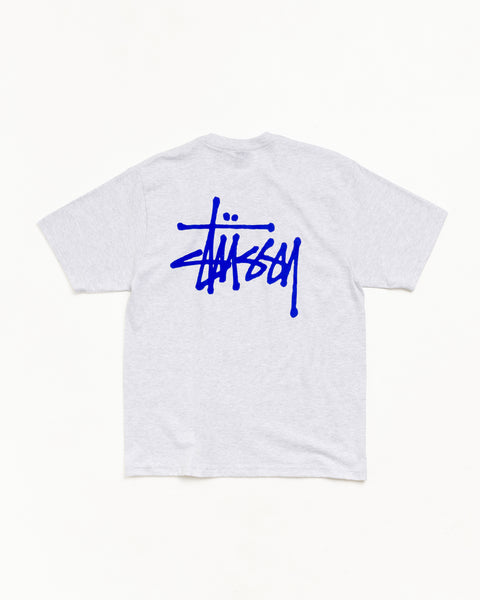 Basic Stussy Tee Unisex Short Sleeve In Ash Heather/blue