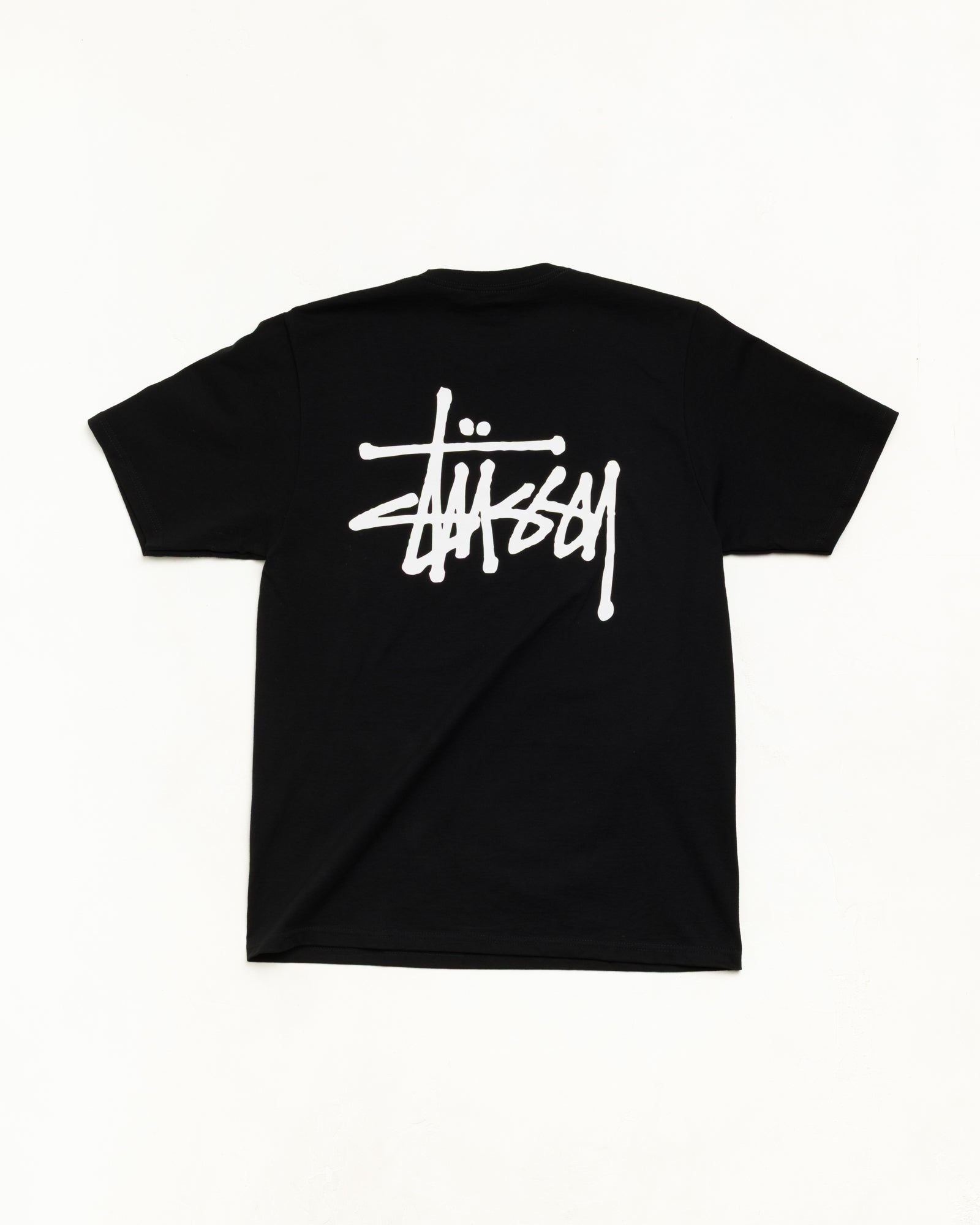 베이식 Stüssy 티 유니섹스 반소매, 블랙 컬러