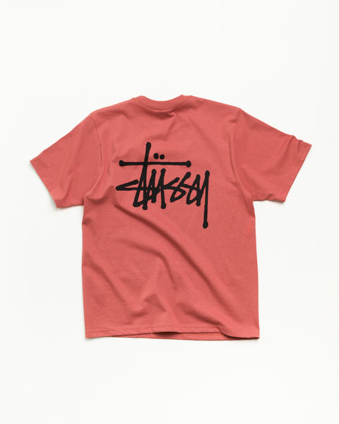 베이식 Stüssy 유니섹스 반소매 티셔츠, 클레이 컬러의 코튼 저지