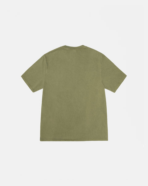 STÜSSY BEACH ROOTS TEE PIGMENT DYED OLIVE SHORTSLEEVE