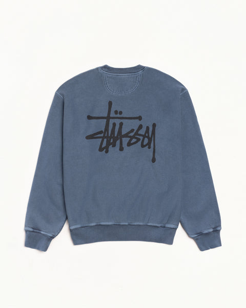 Basic Stussy Pig. Dyed Crew Mens Long Sleeve In Navy