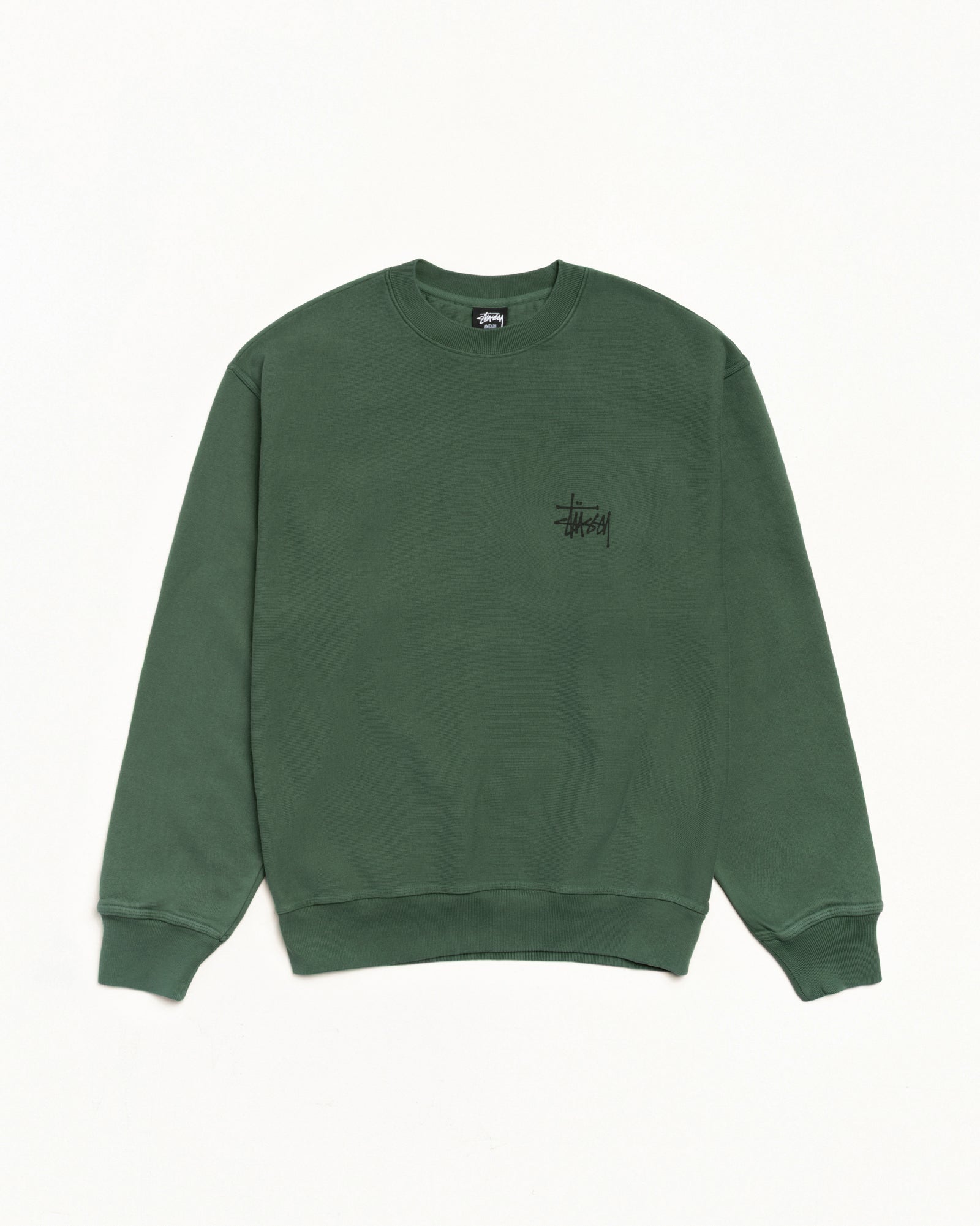 Basic Stussy Pig. Dyed Crew Mens Long Sleeve In Pine
