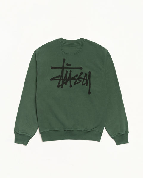 Basic Stussy Pig. Dyed Crew Mens Long Sleeve In Pine