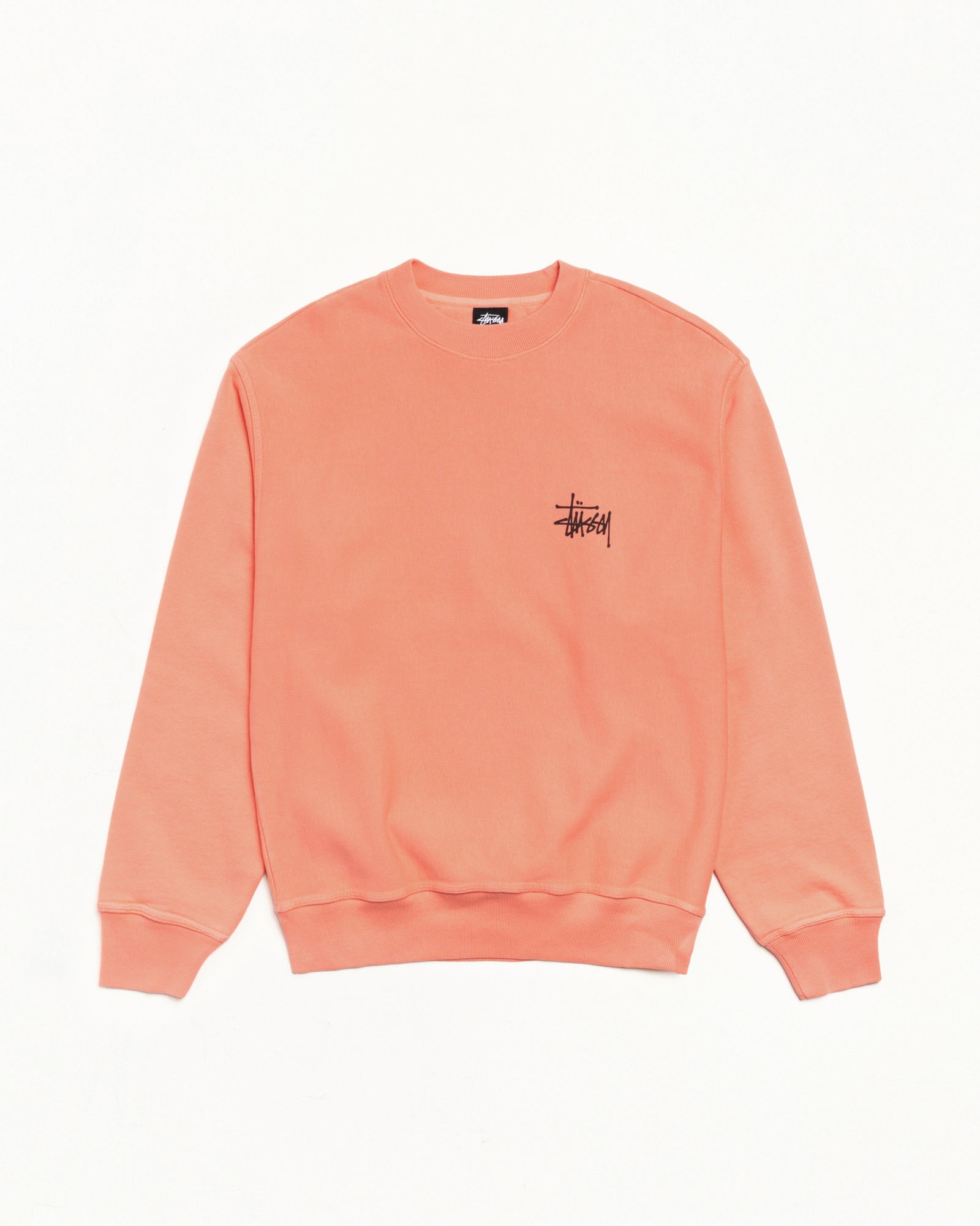 Basic Stüssy Crew Pigment Dyed – Sherbert | Tee & Sweats | Stüssy