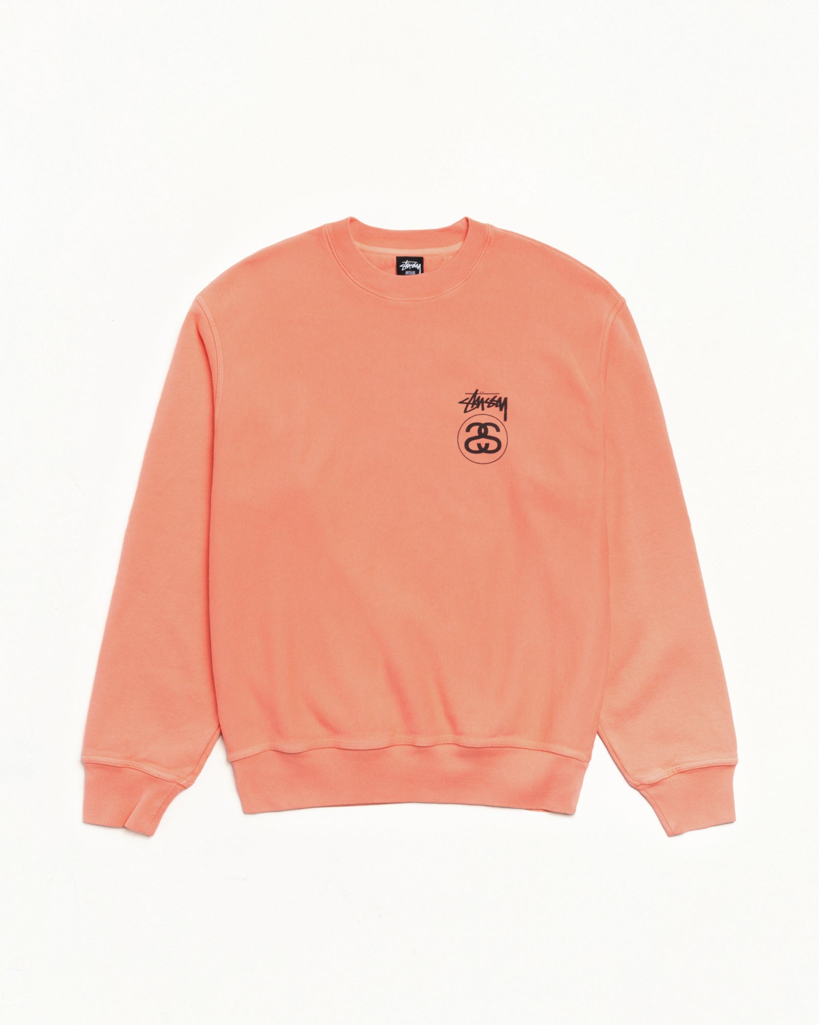 Stock Link Pig. Dyed Crew Mens Long Sleeve In Sherbert