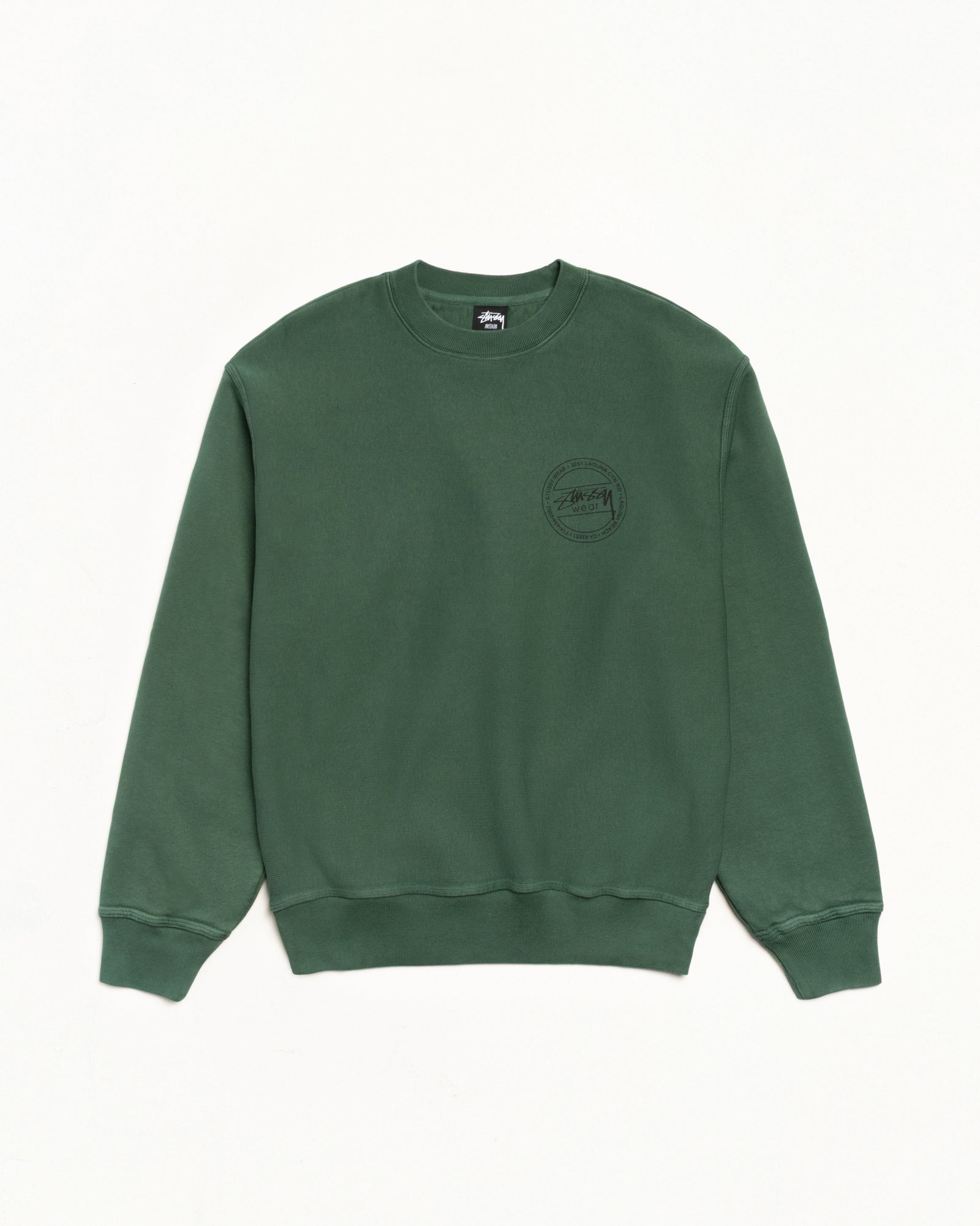 Stussy Wear Pig. Dyed Crew Mens Long Sleeve In Pine