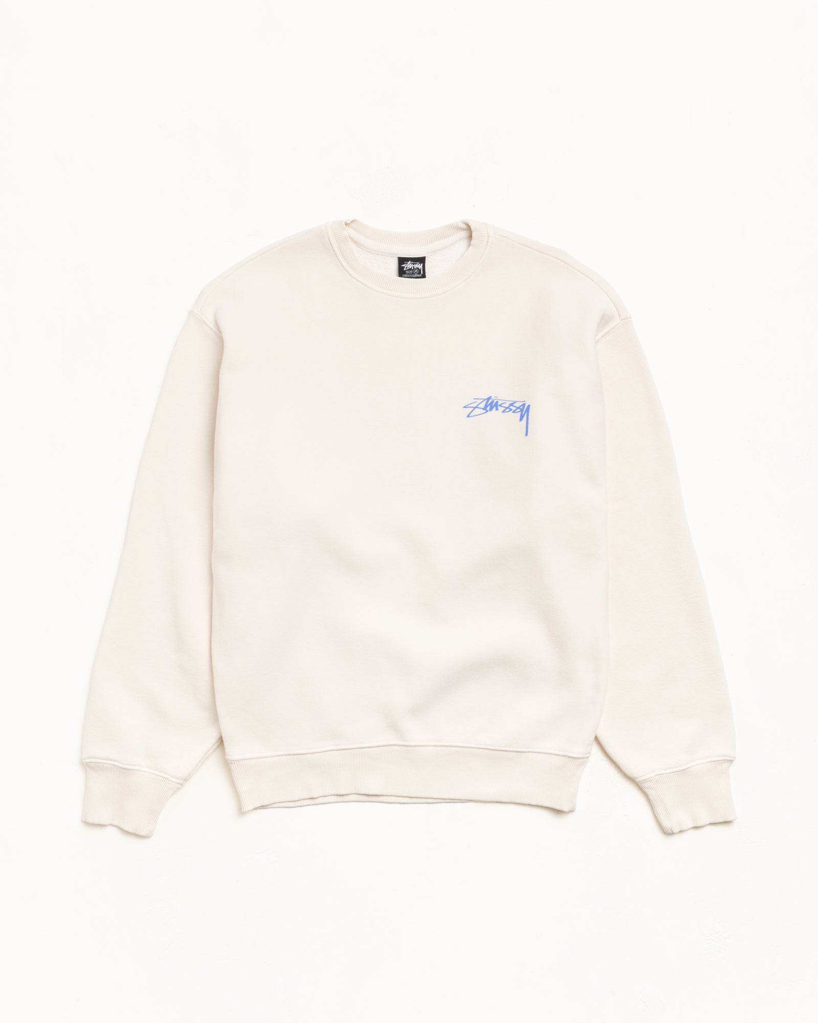 Skate Stack Gar. Dyed Crew Mens Long Sleeve In Bone