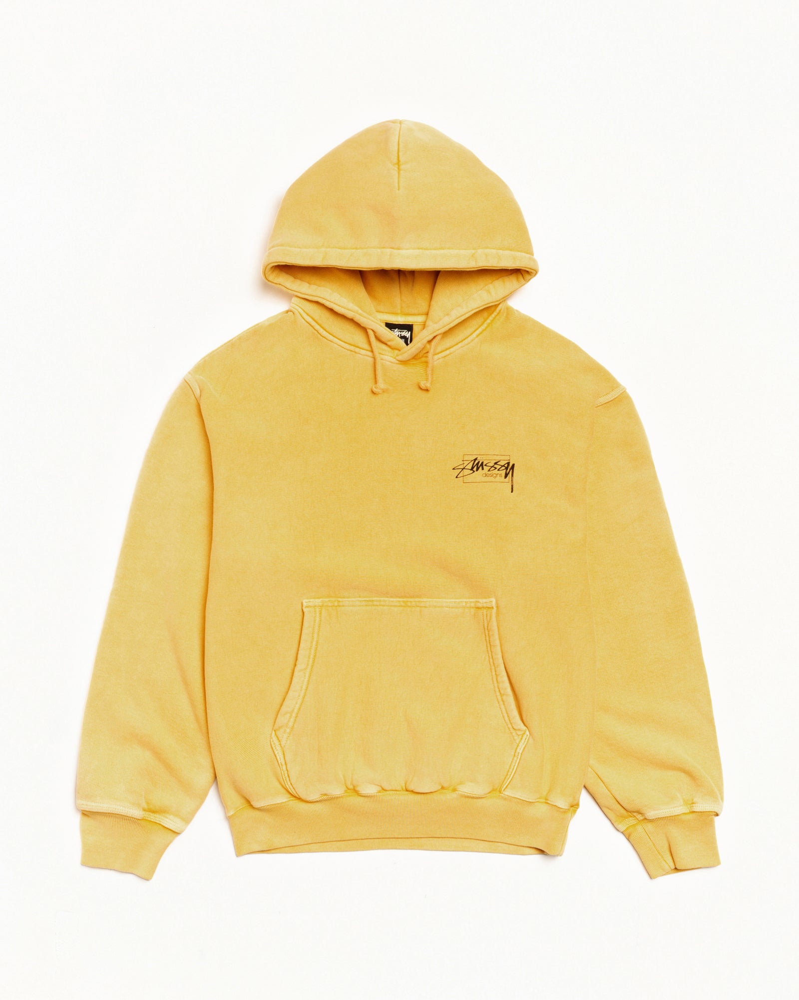 Modern Age Pig. Dyed Hood Mens Long Sleeve In Yellow