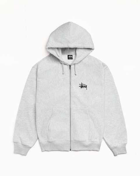 Basic Stussy Zip Hood Mens Long Sleeve In Ash Heather