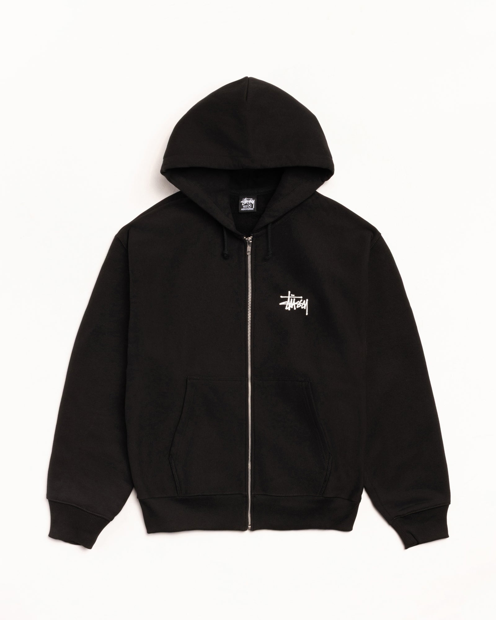 Basic Stussy Zip Hood Mens Long Sleeve In Black