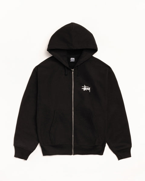 Basic Stussy Zip Hood Mens Long Sleeve In Black