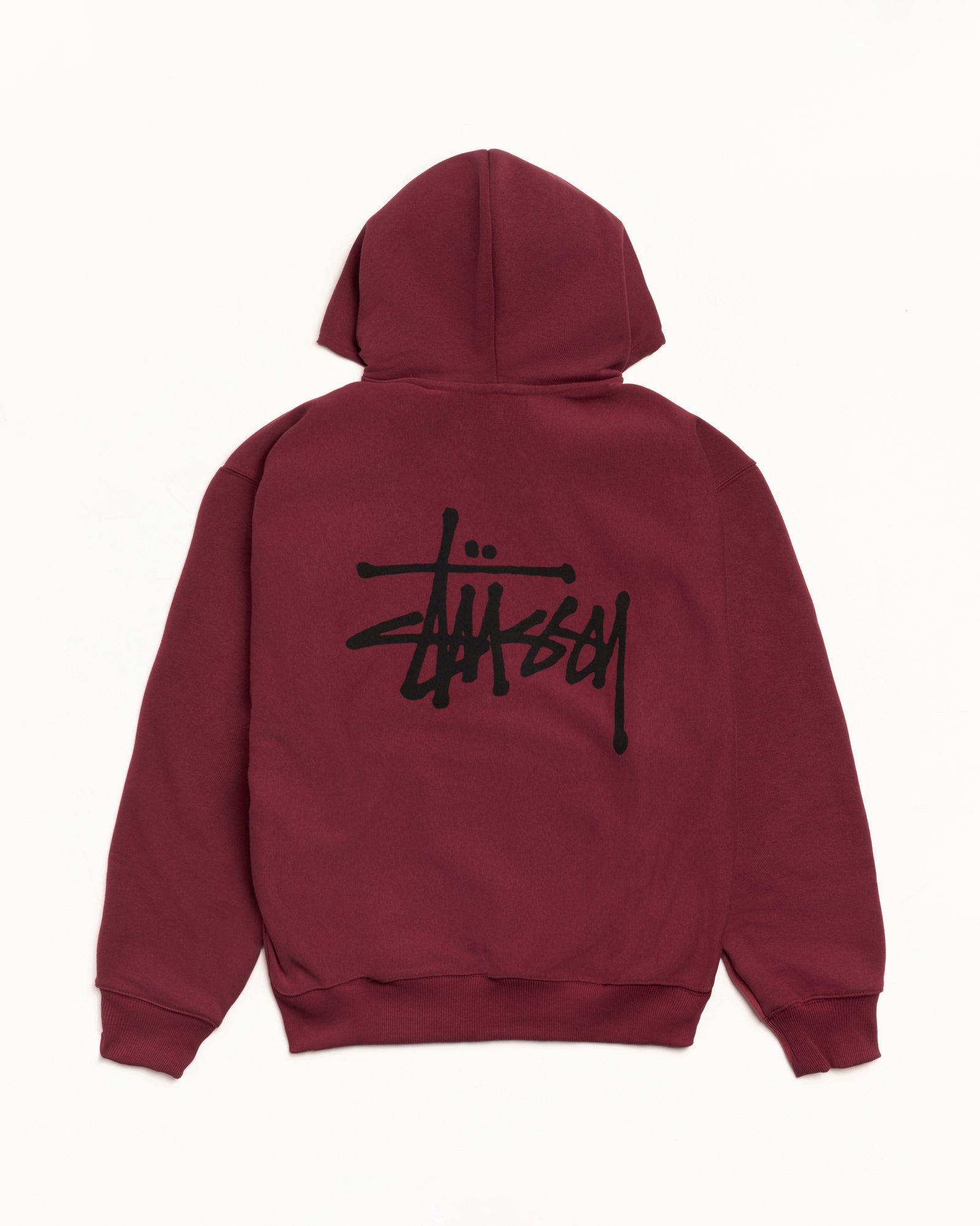 Basic Stussy Zip Hood Mens Long Sleeve In Wine