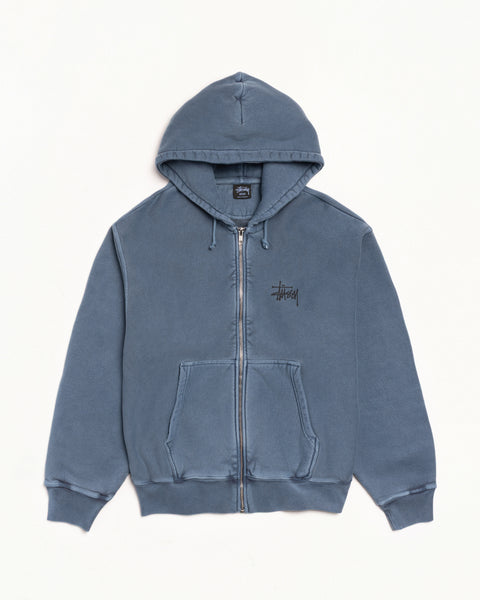 Basic Stussy Pig Dyed Zip Hood Mens Long Sleeve In Navy