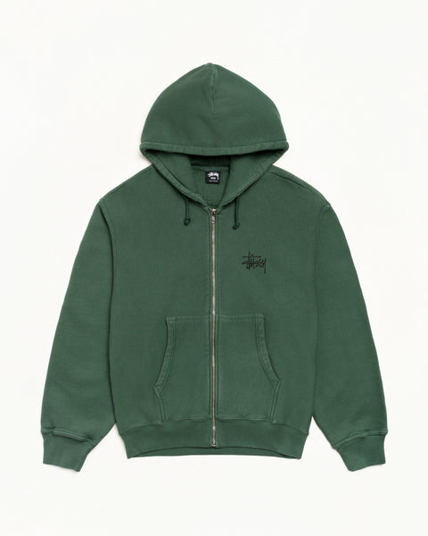Basic Stussy Pig Dyed Zip Hood Mens Long Sleeve In Pine