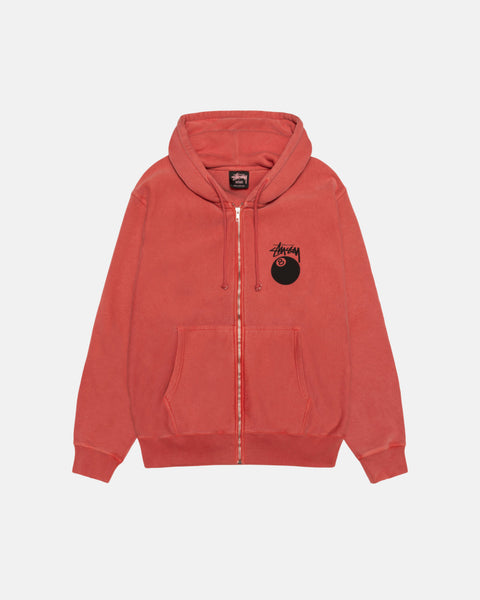 Stüssy 8 Ball Zip Hoodie Pigment Dyed Guava Sweats