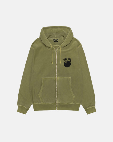 Stüssy 8 Ball Zip Hoodie Pigment Dyed Olive Sweats