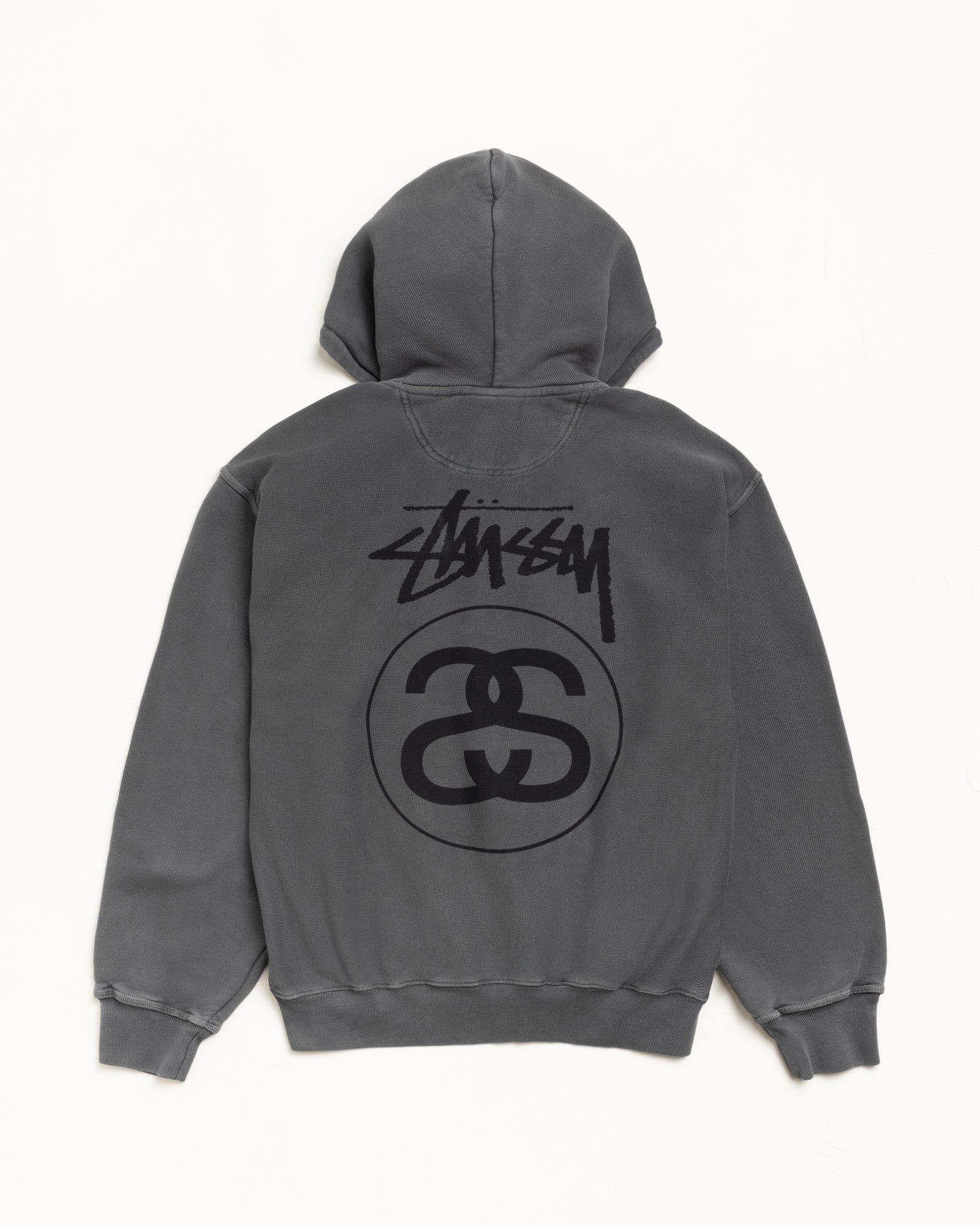 Stock Link Pig. Dyed Zip Hood Mens Long Sleeve In Black
