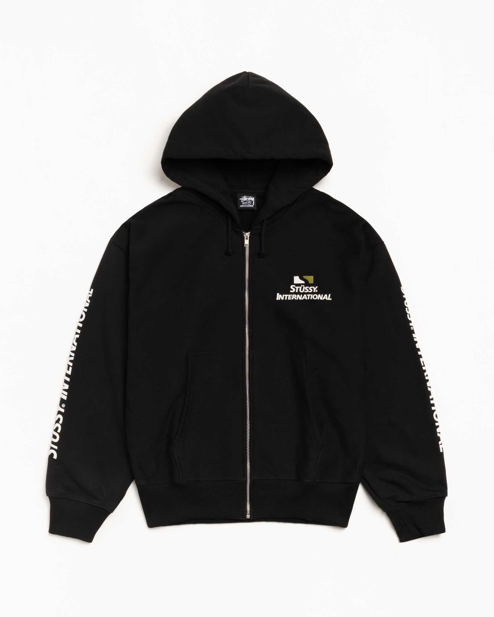 Stussy International Zip Hood Mens Long Sleeve In Black