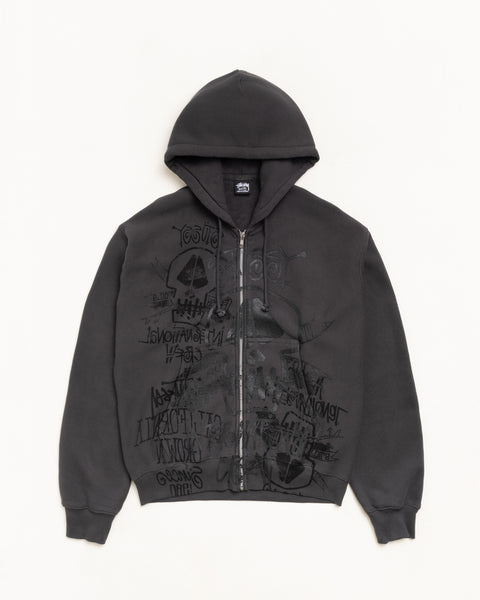 Skulls Zip Hoodie Pigment Dyed – Faded Black | Sweats | Stüssy Korea