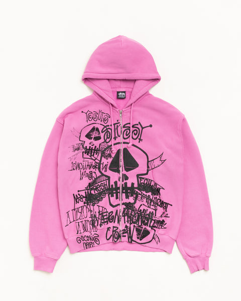 Skulls Zip Hoodie Pigment Dyed – Pink | Sweats | Stüssy Korea Skulls Zip Hoodie Pigment Dyed – Pink | Sweats | Stüssy Korea